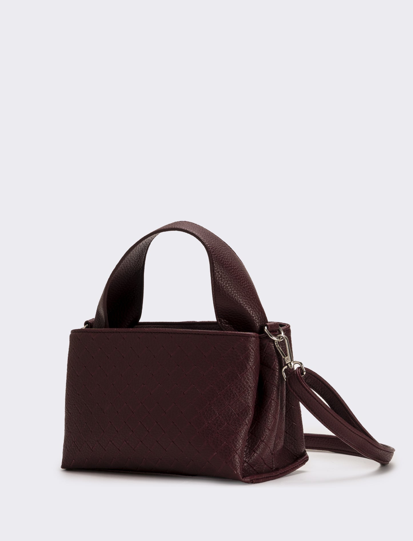 Borsa a mano con stampa intreccio donna - Bordeaux