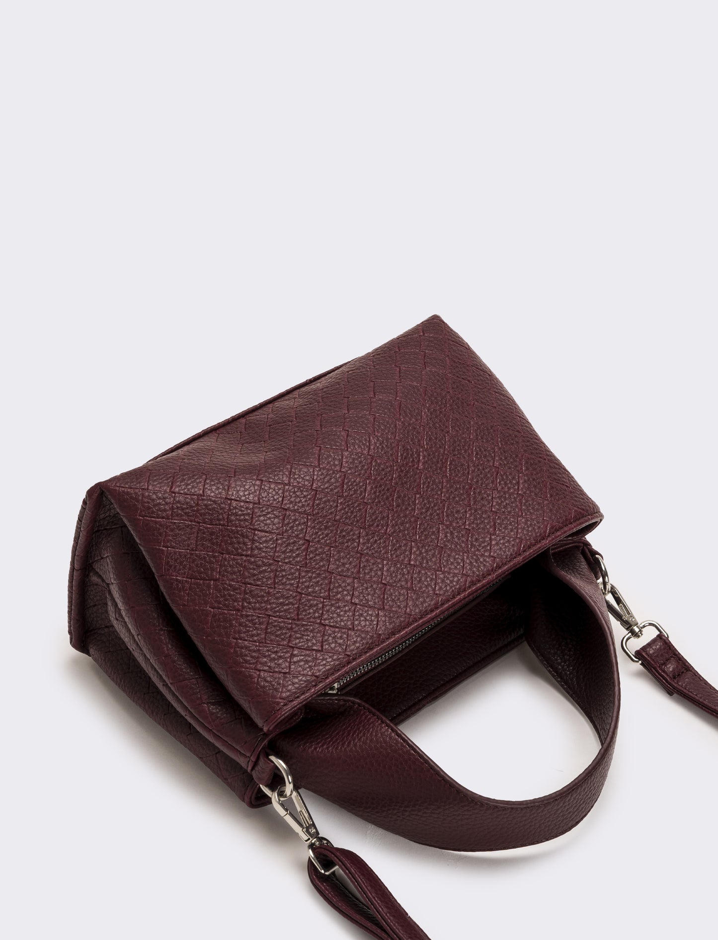Borsa a mano con stampa intreccio donna - Bordeaux