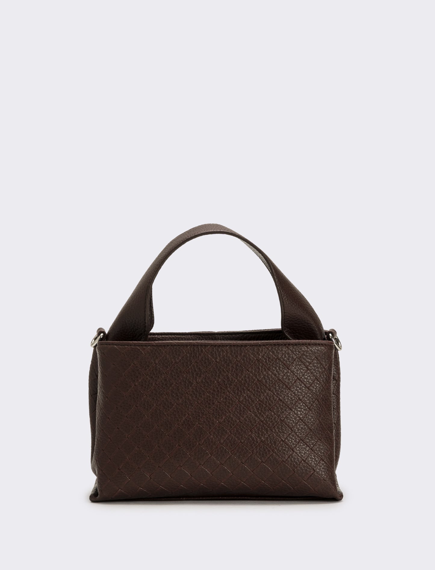 Borsa a mano con stampa intreccio donna - Marrone