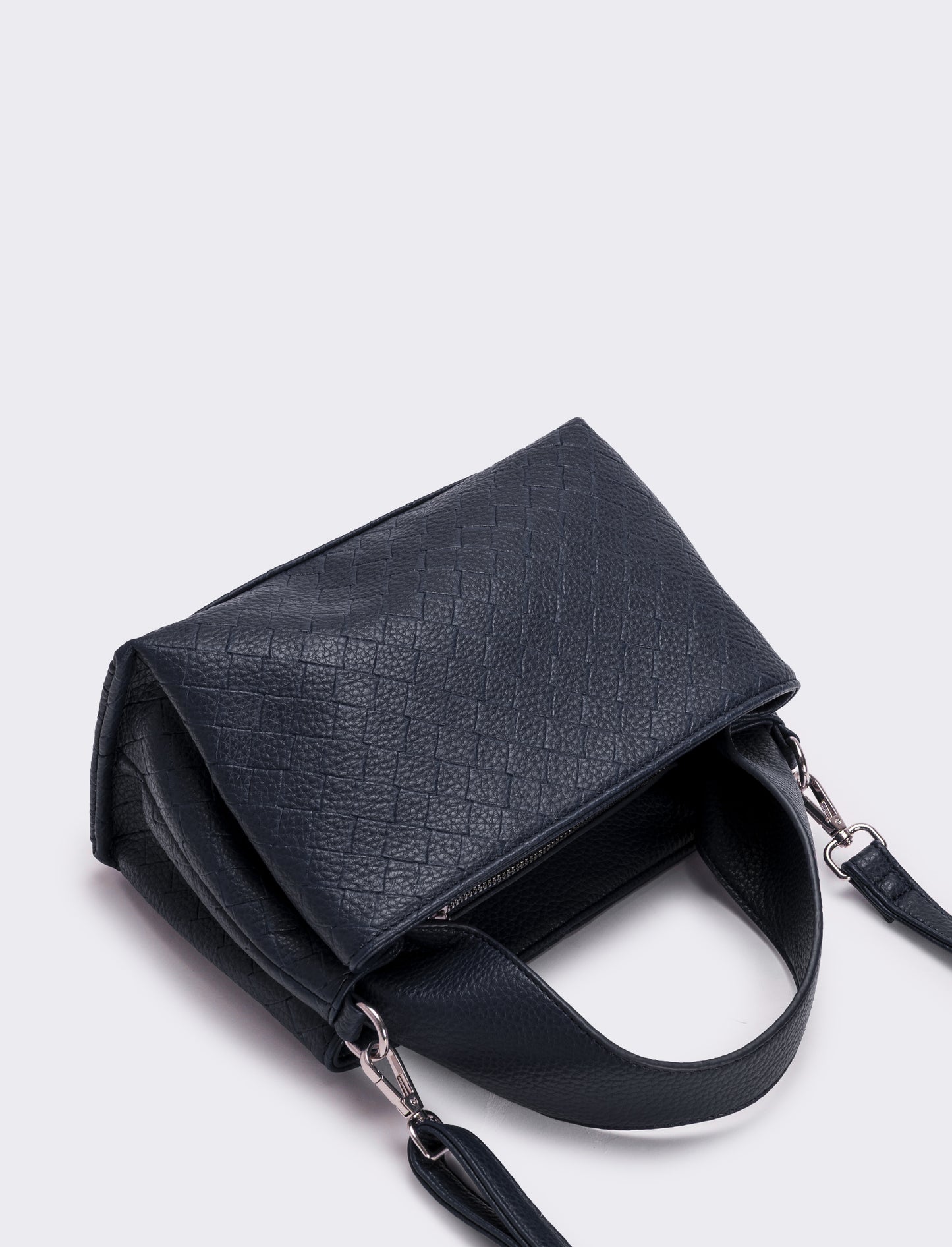 Borsa a mano con stampa intreccio donna - Blu