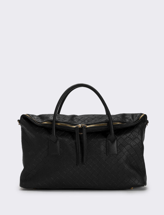 Borsa con patta mezzaluna doppio cursore donna - Nero