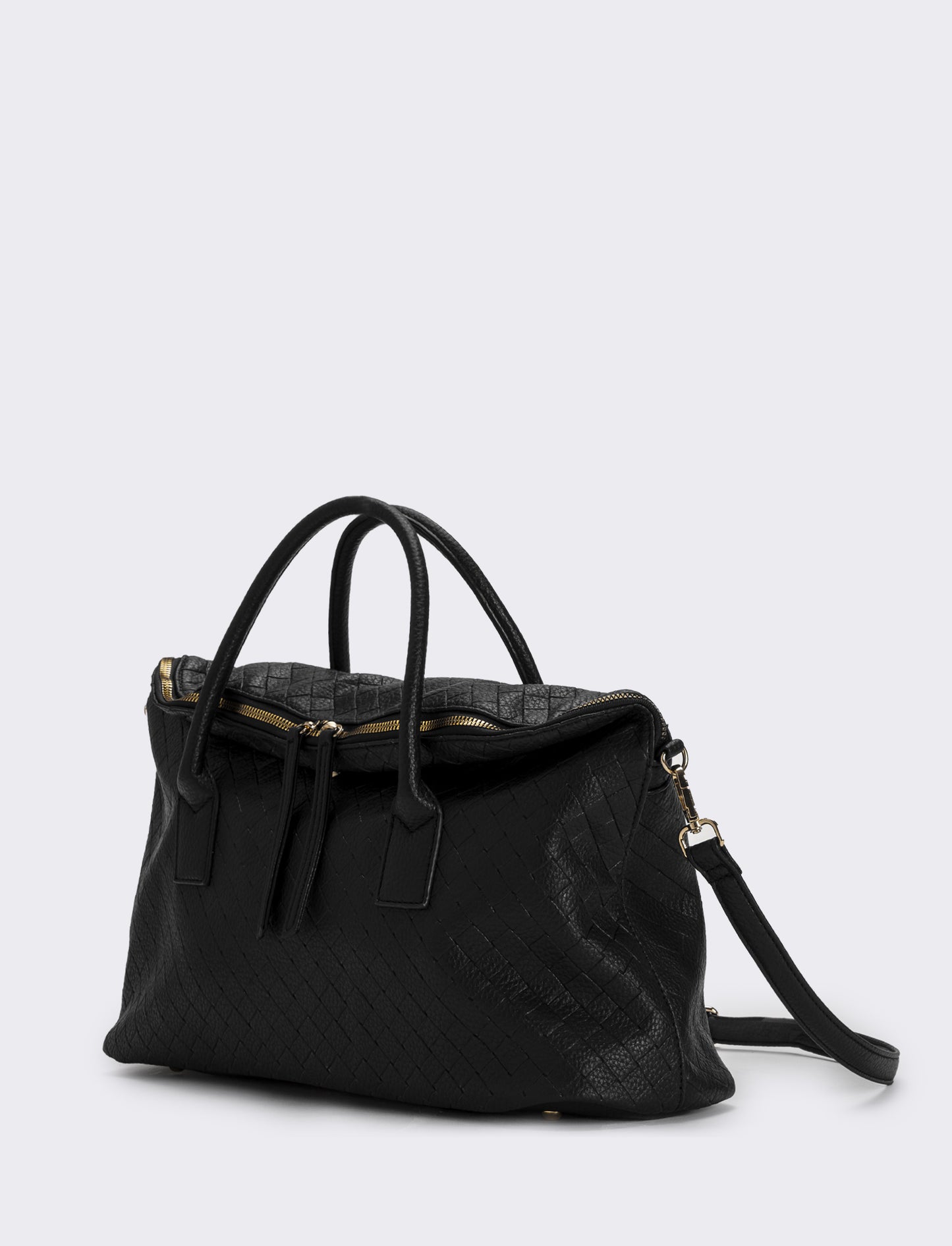 Borsa con patta mezzaluna doppio cursore donna - Nero