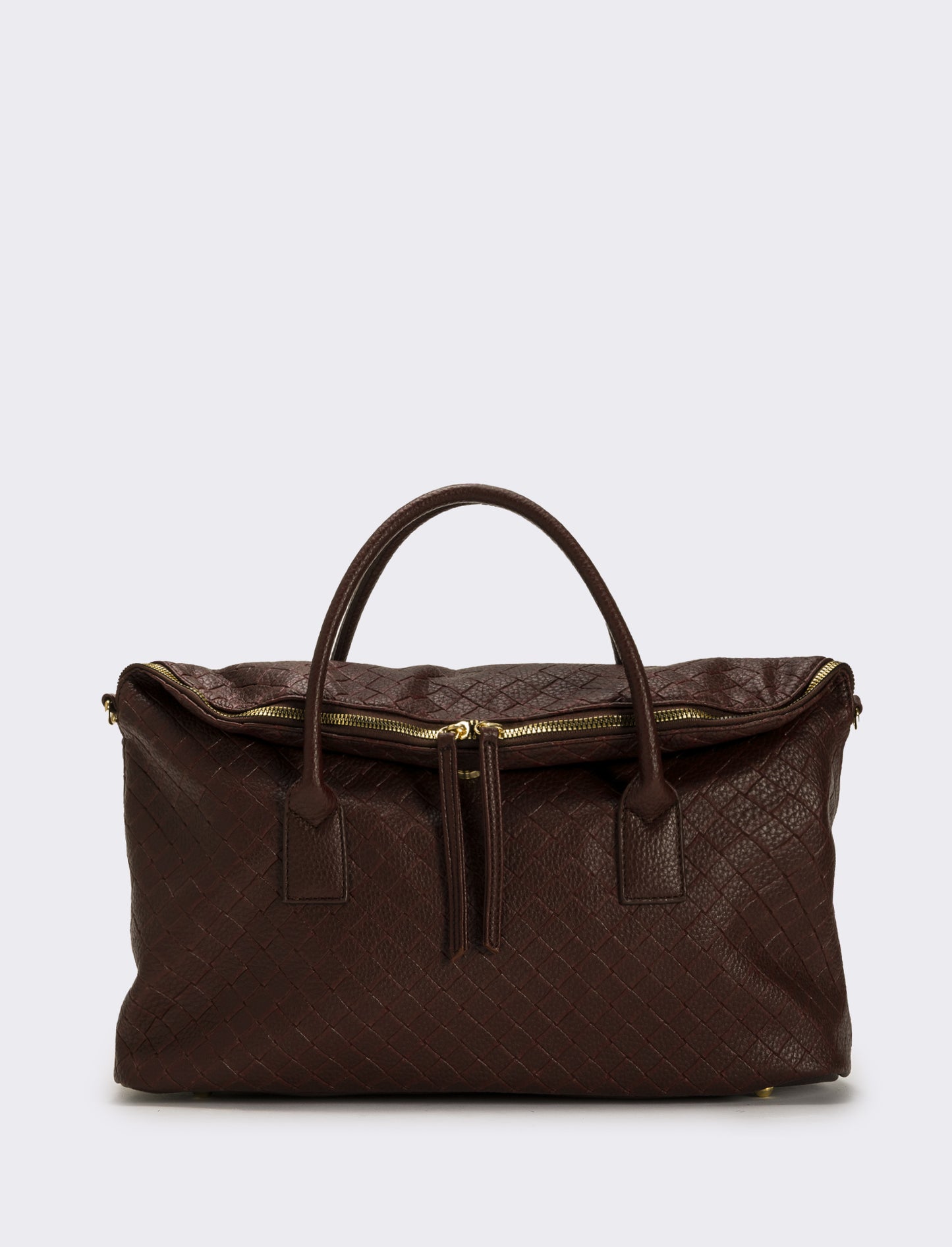 Borsa con patta mezzaluna doppio cursore donna - Marrone