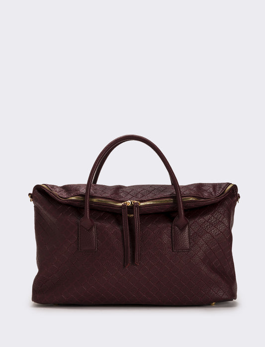 Borsa con patta mezzaluna doppio cursore donna - Bordeaux