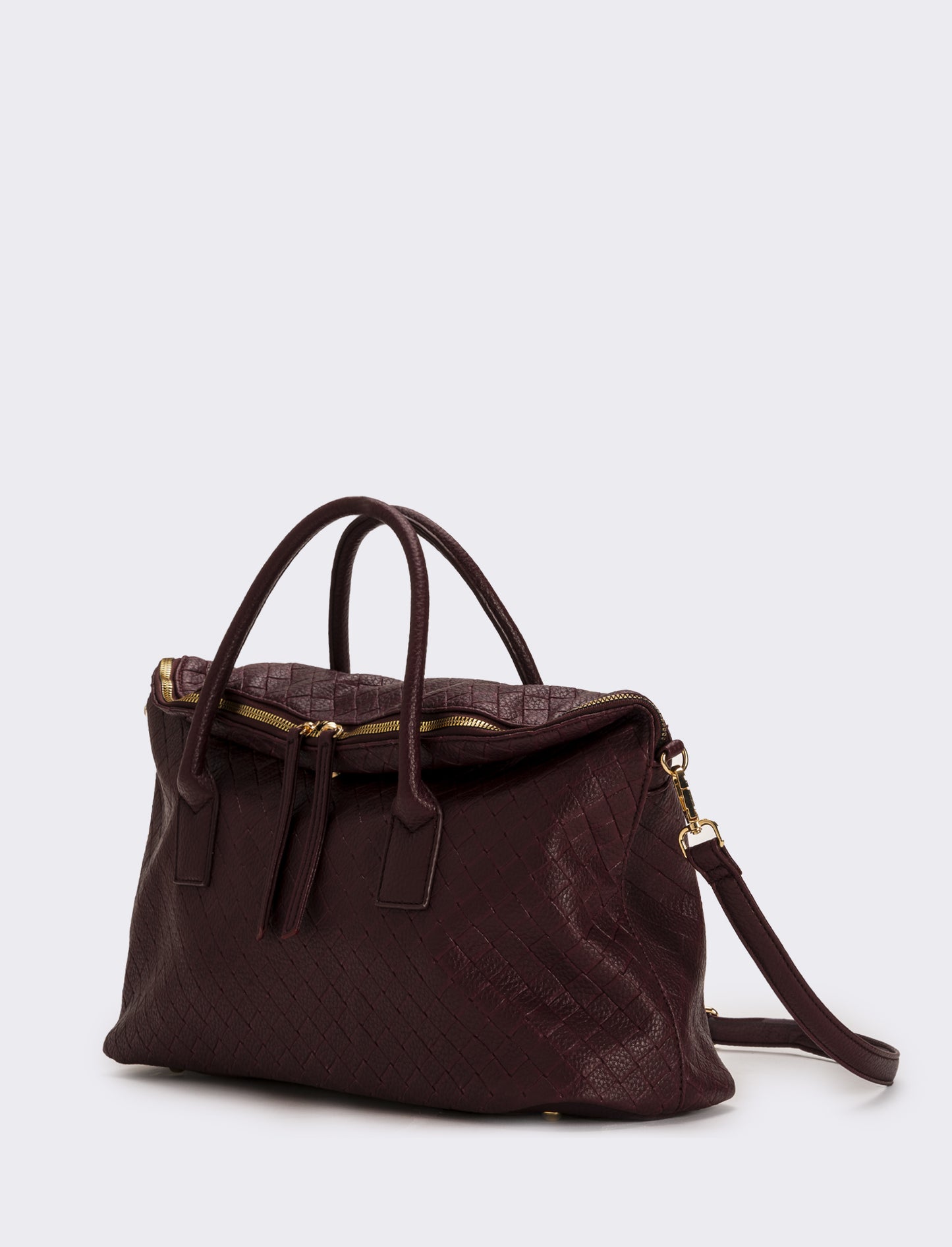 Borsa con patta mezzaluna doppio cursore donna - Bordeaux