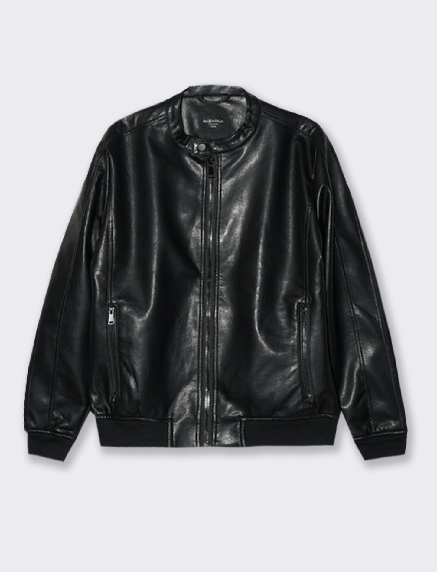 GIUBBOTTO BIKER EFFETTO PELLE - Nero