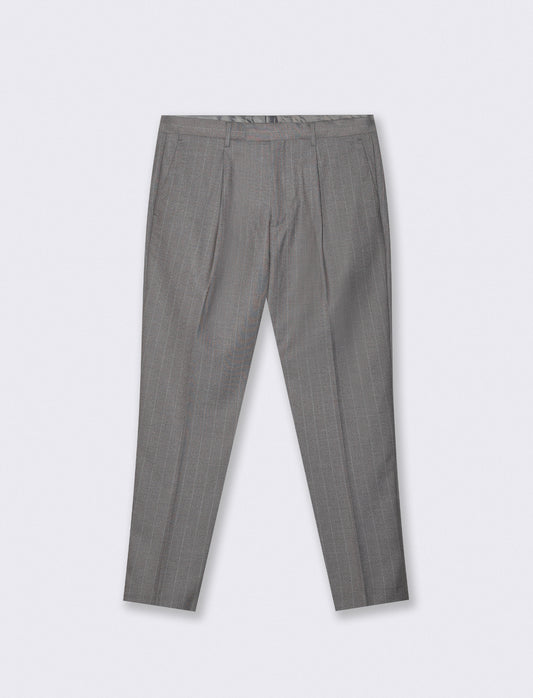 PANTALONI A RIGHE DA COMPLETO FORMAL FIT - Grigio fango