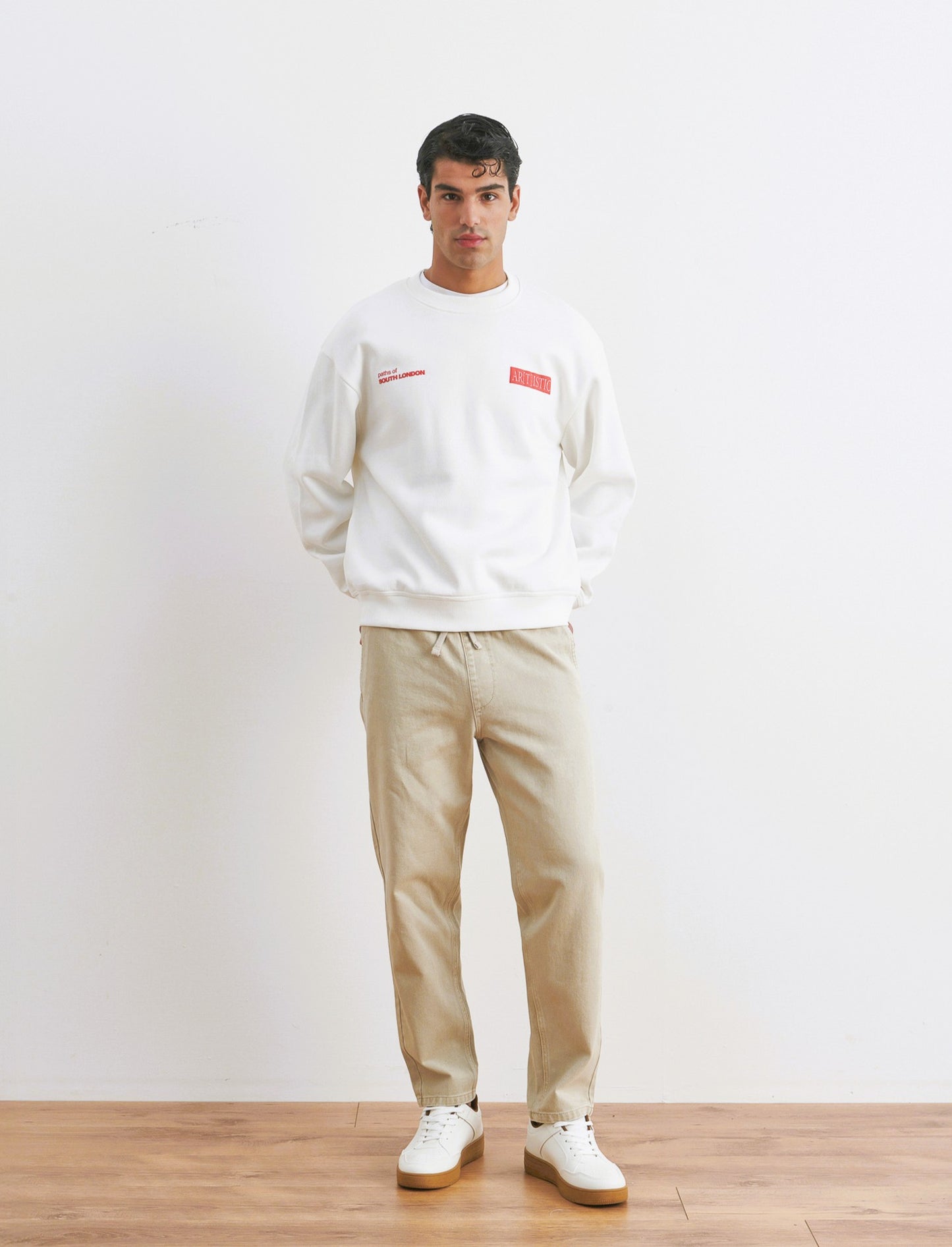 PANTALONI JOGGER EFFETTO DENIM - Beige