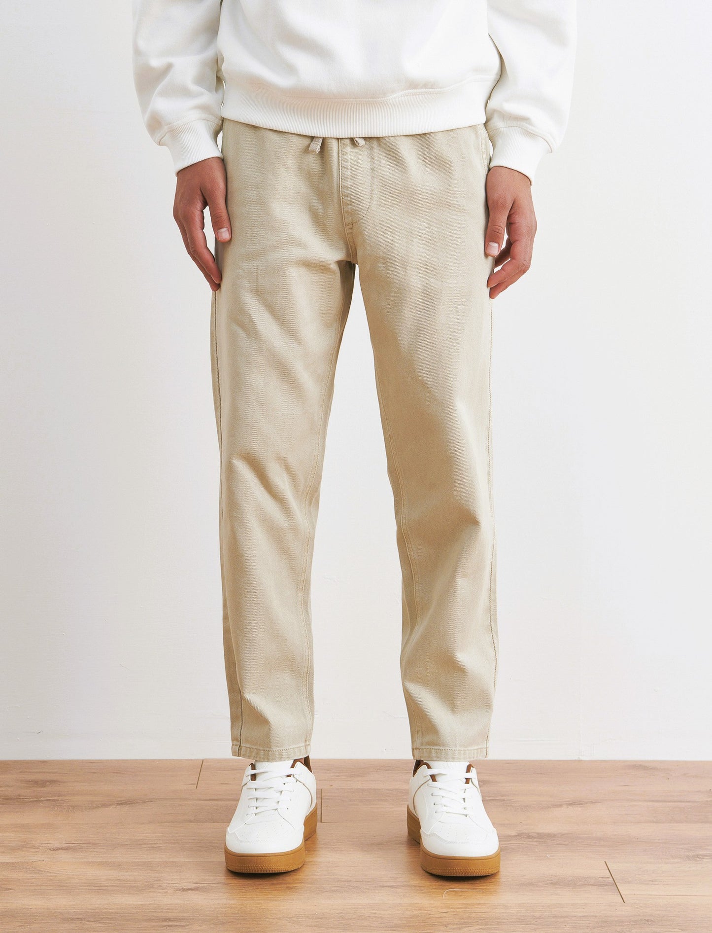 PANTALONI JOGGER EFFETTO DENIM - Beige