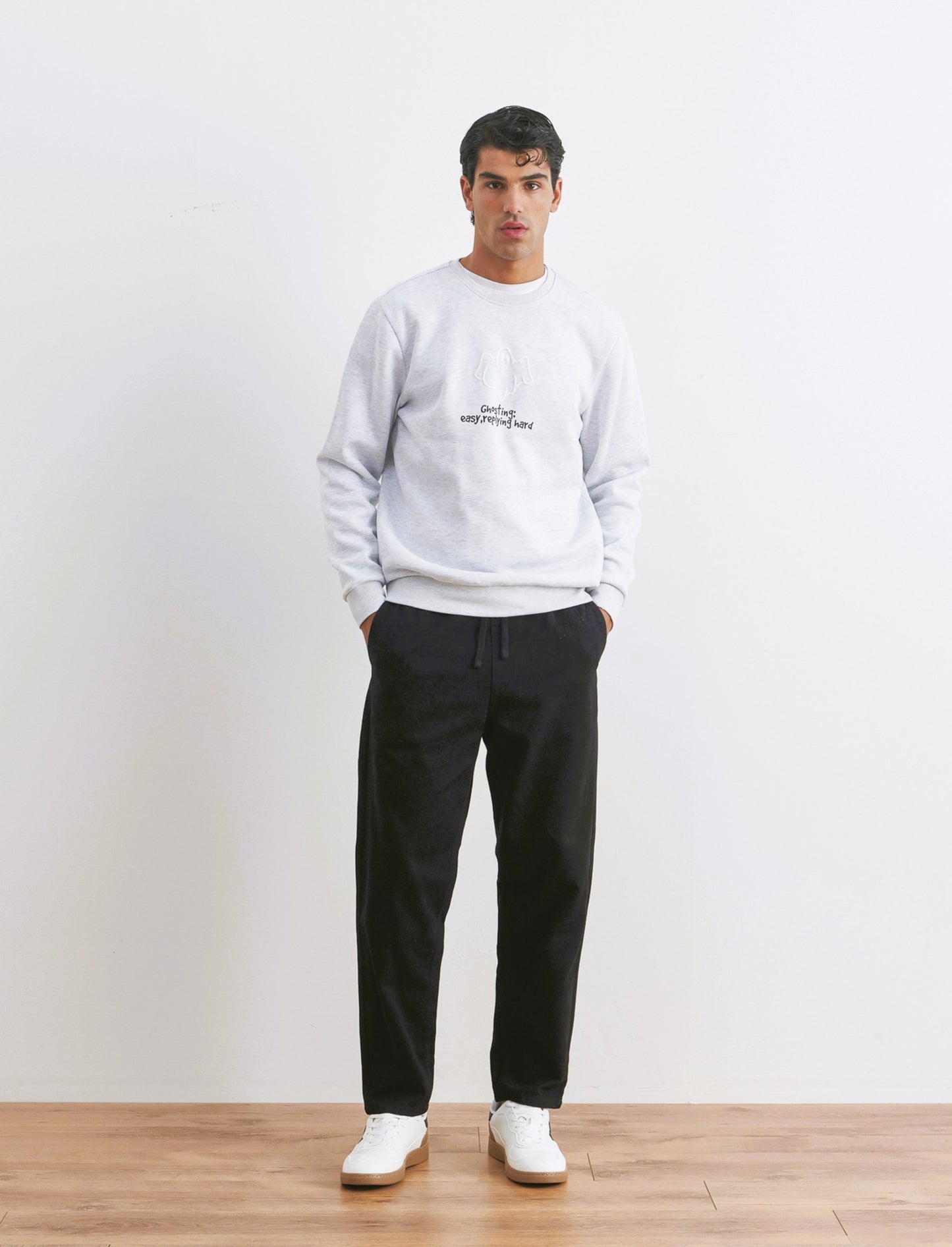PANTALONI JOGGER EFFETTO DENIM - Nero