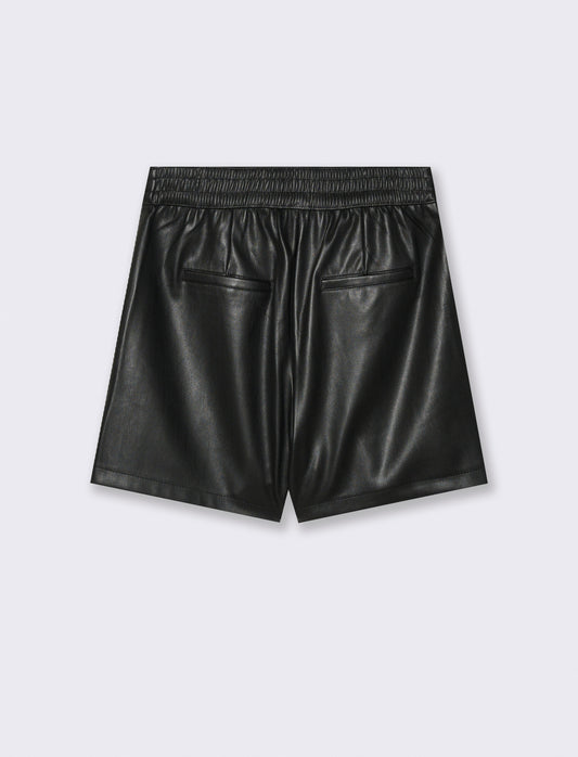 SHORT IN TESSUTTO EFFETTO PELLE - Nero