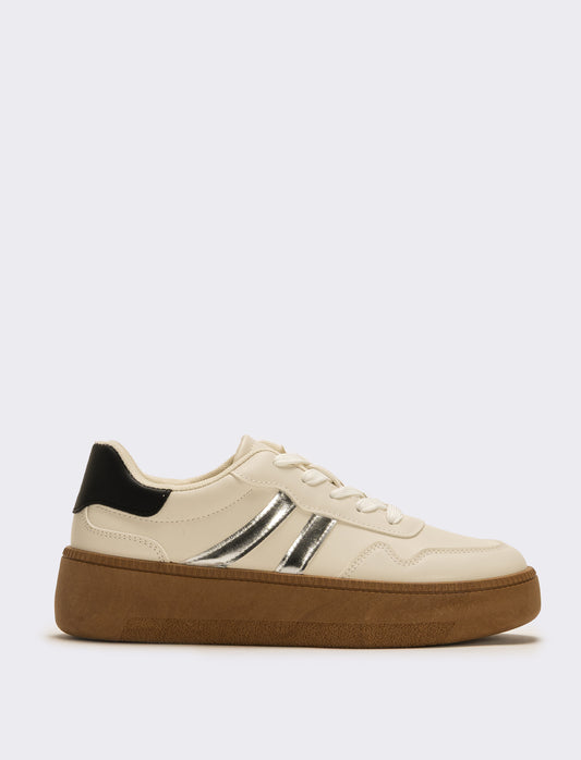 Sneakers con riporti a contrasto da donna - Bianco