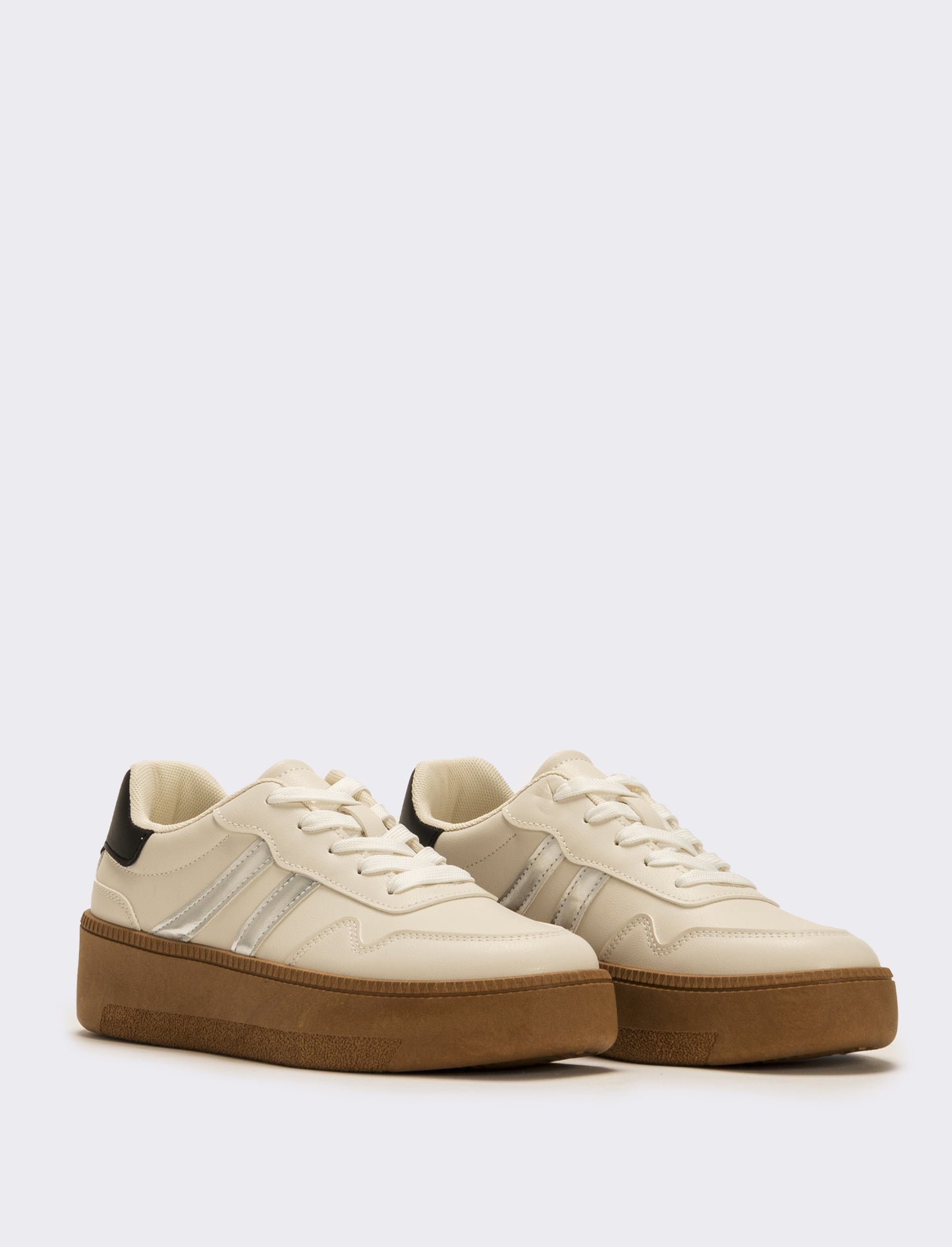 Sneakers con riporti a contrasto da donna - Bianco