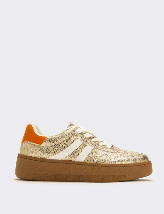 Sneakers con riporti a contrasto da donna - Oro