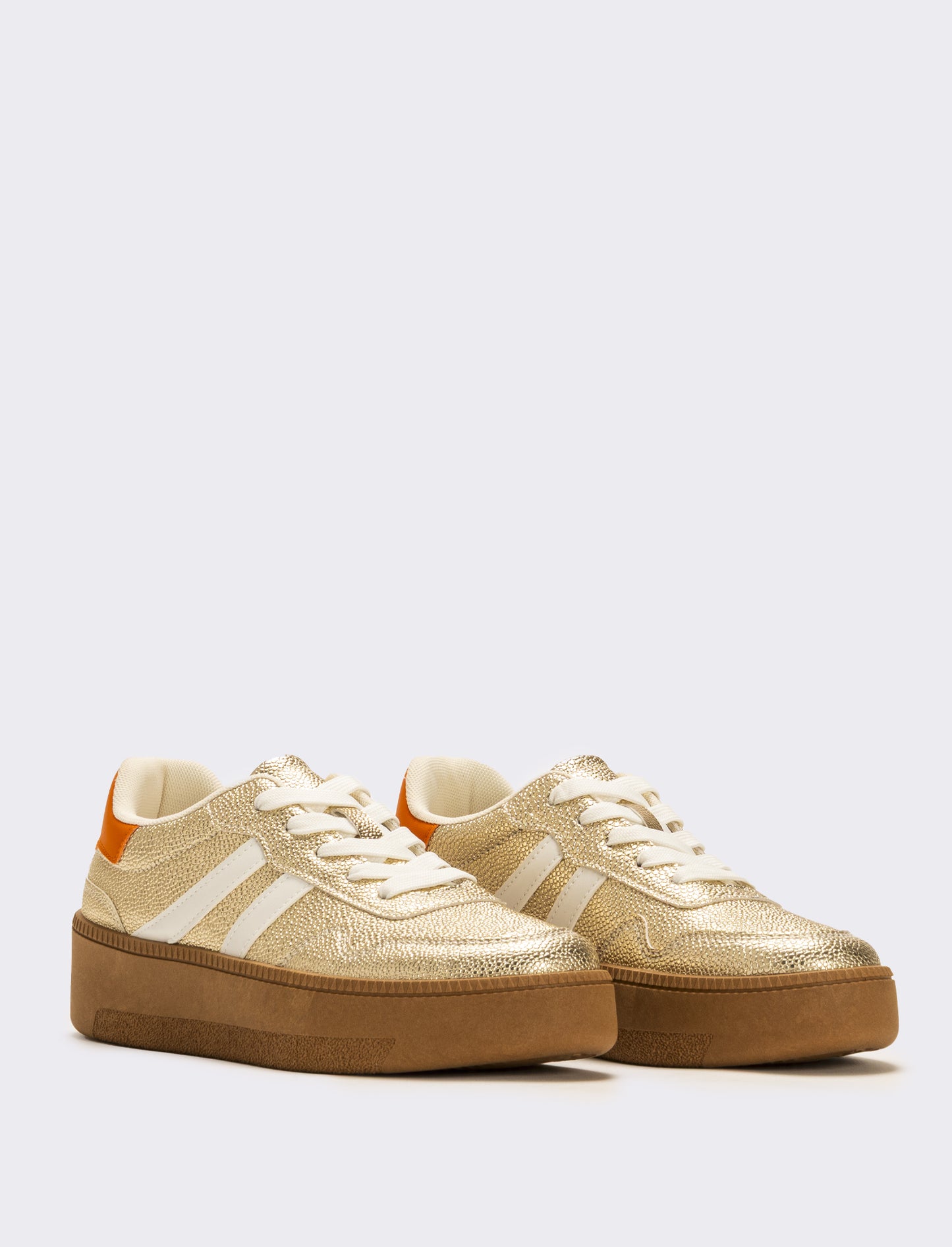 Sneakers con riporti a contrasto da donna - Oro