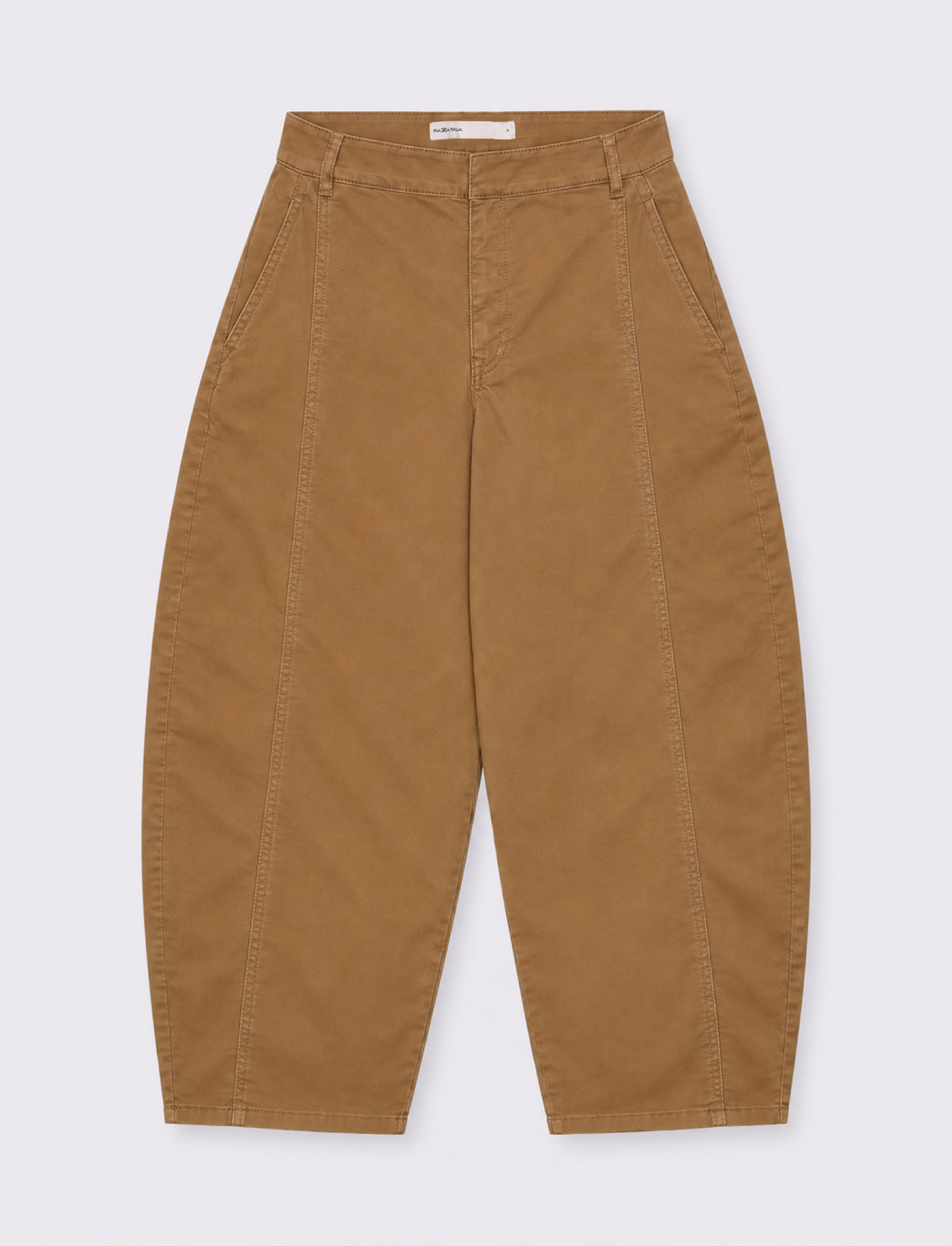 Pantalone barrel a vita alta - Cammello