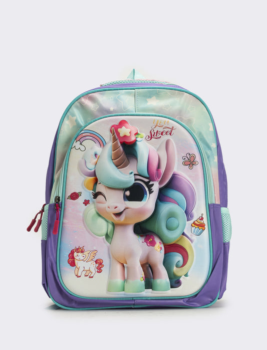 Zaino bambina 3d unicorni - Lilla