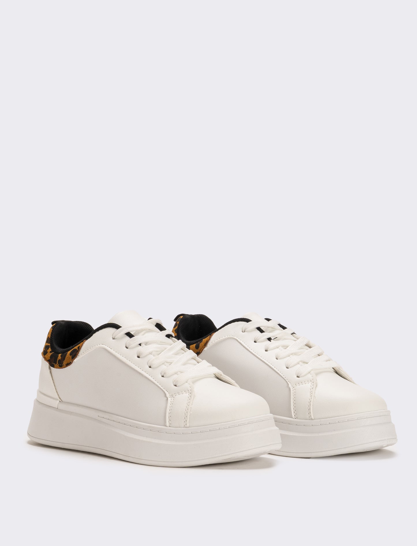 Sneakers con riporto leopardato da donna - Bianco