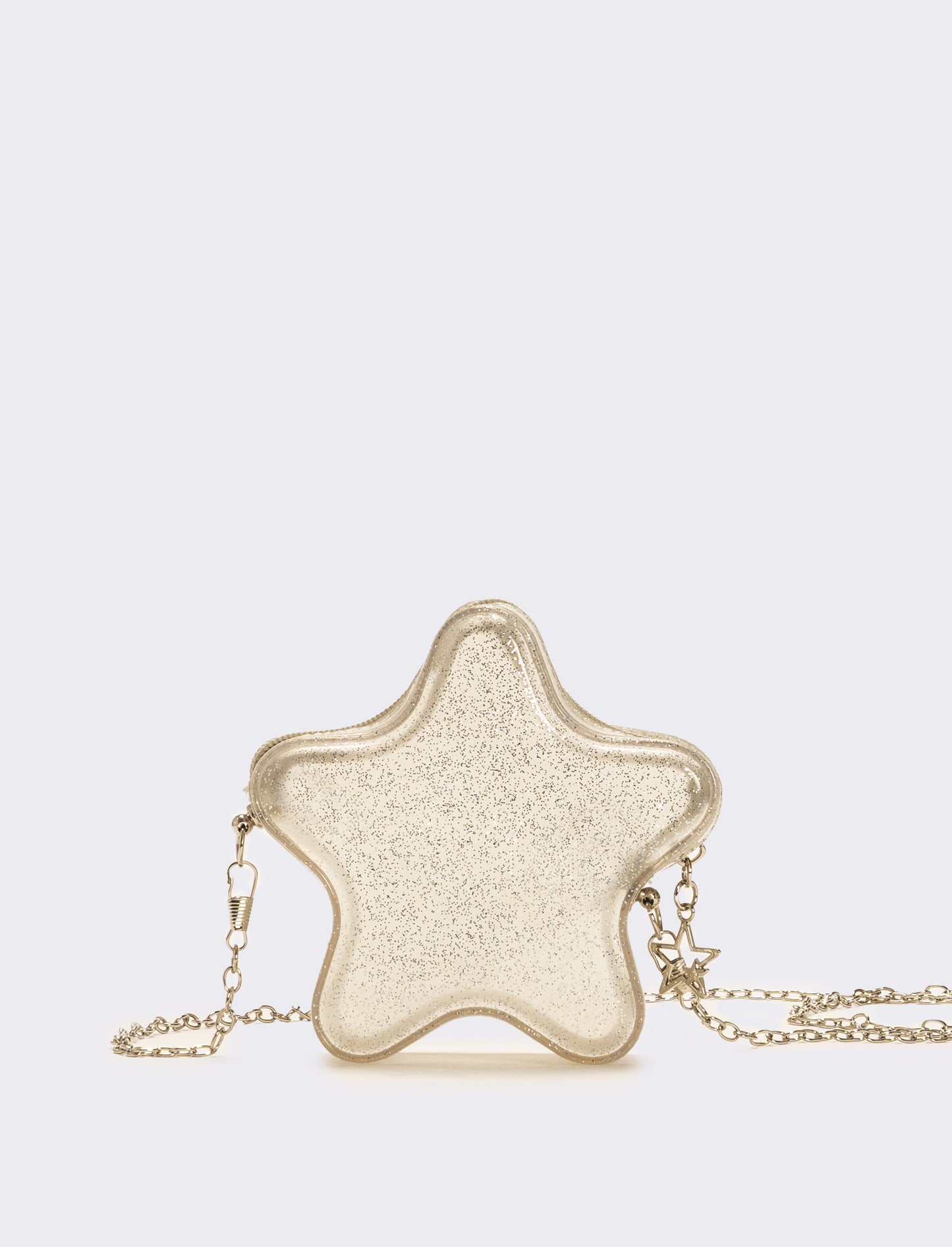 Borsa bambina gommata stella glitter con tracolla - Argento
