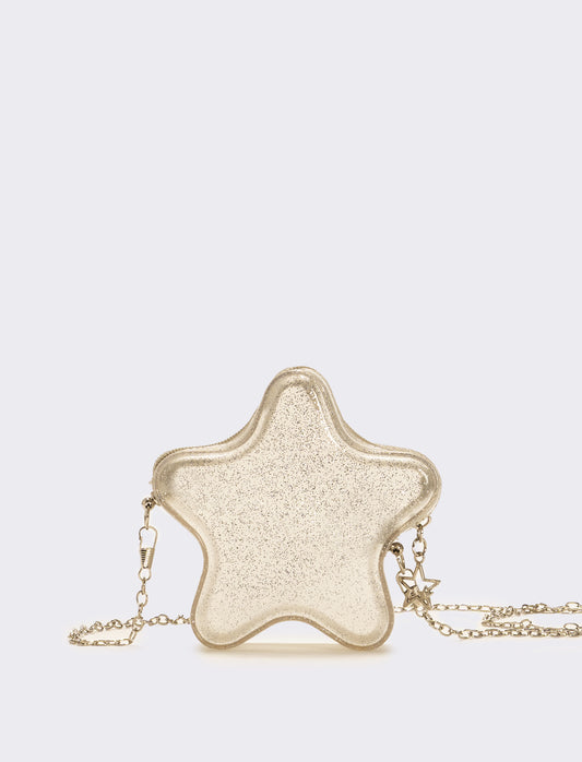 Borsa bambina gommata stella glitter con tracolla - Argento