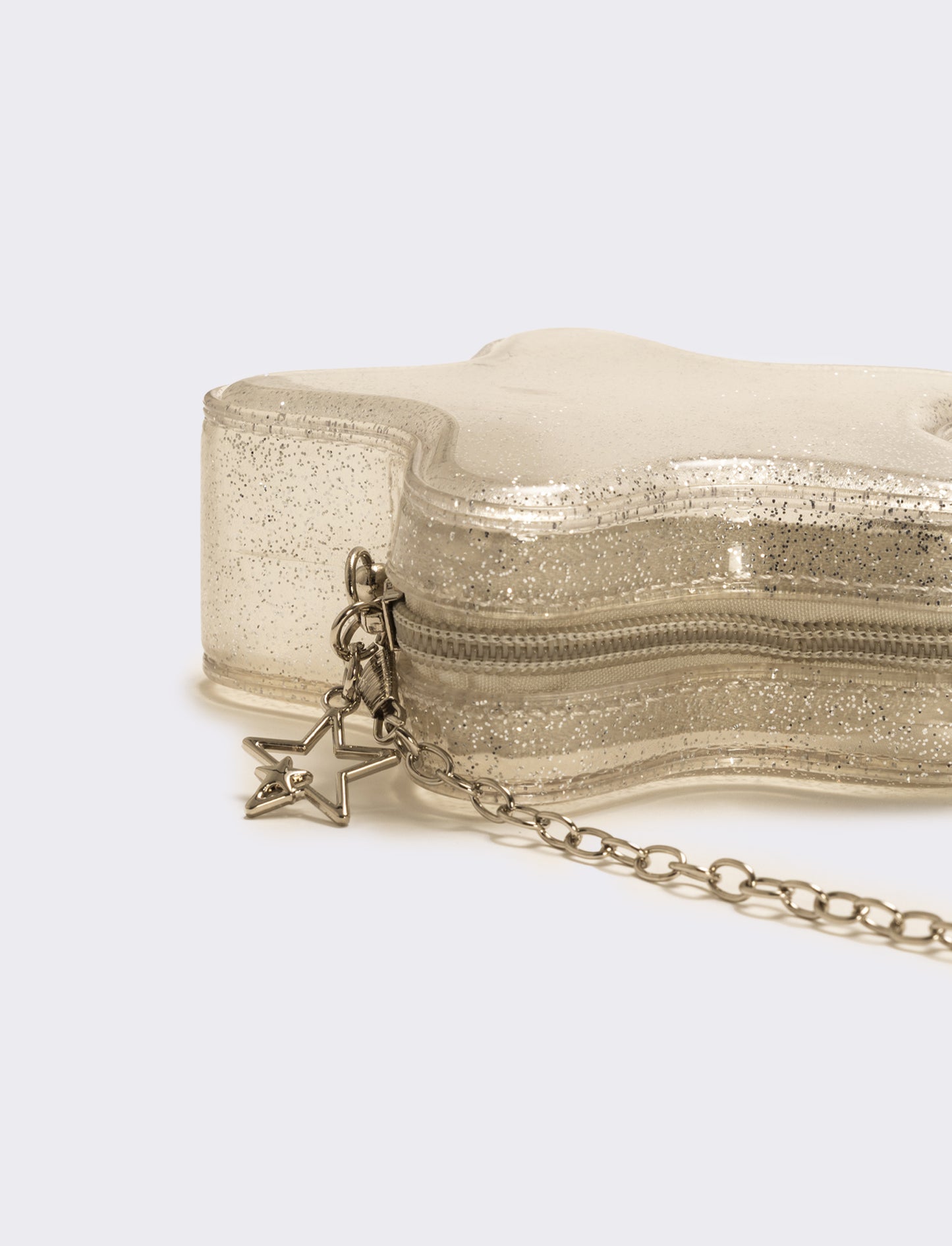Borsa bambina gommata stella glitter con tracolla - Argento