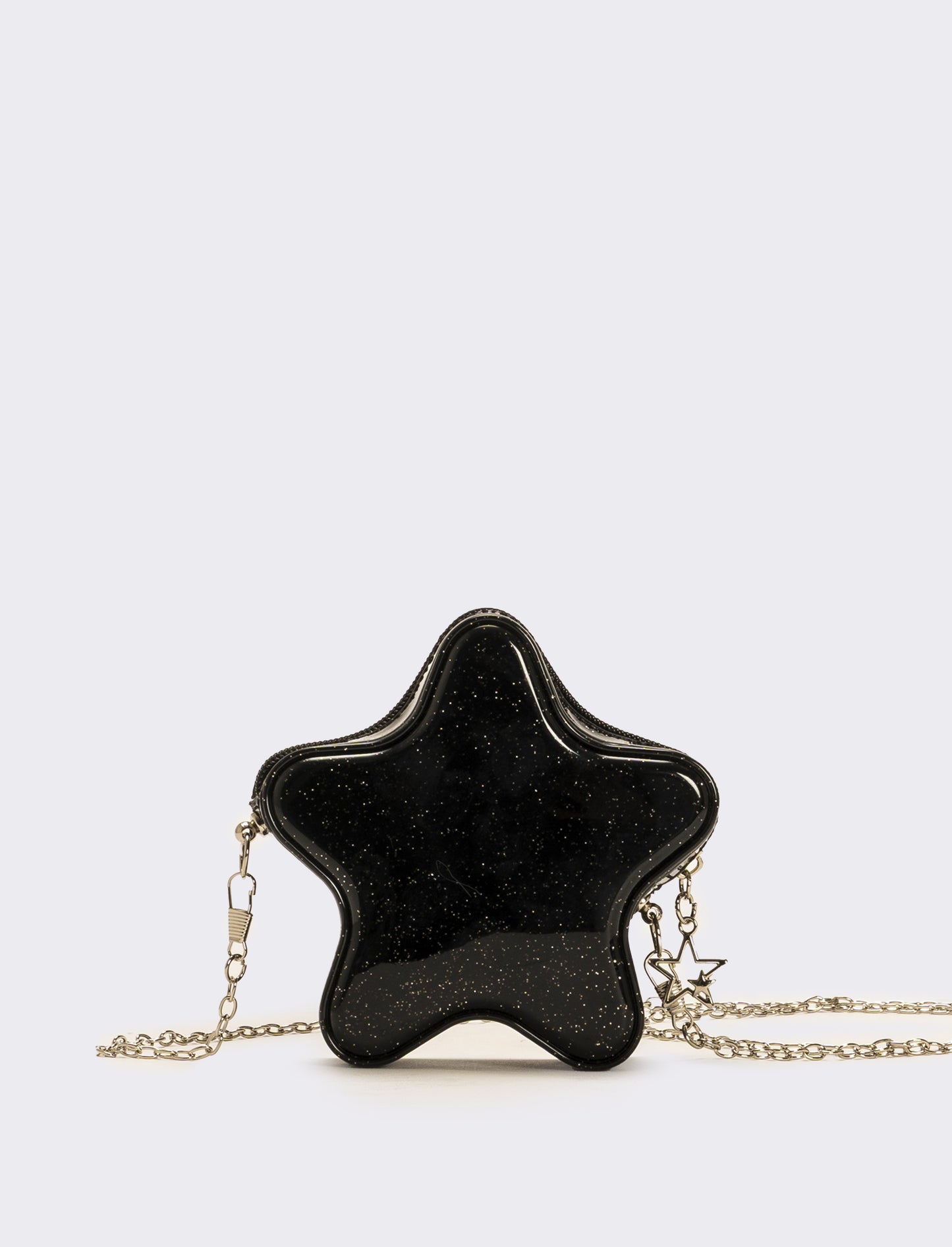 Borsa bambina gommata stella glitter con tracolla - Nero