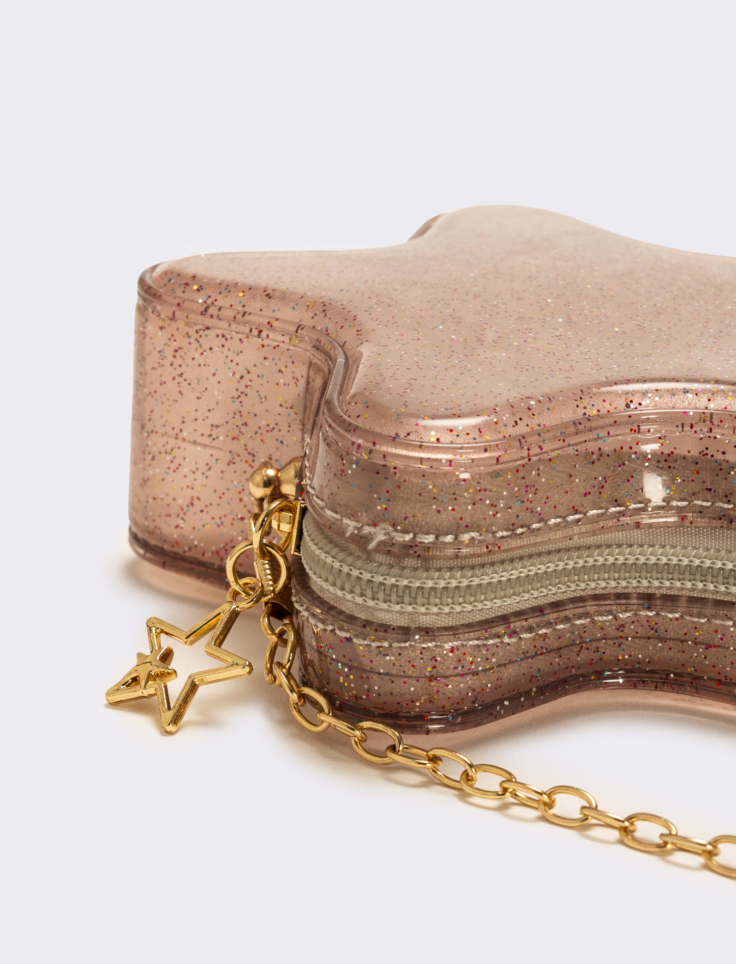 Borsa bambina gommata stella glitter con tracolla - Rosa