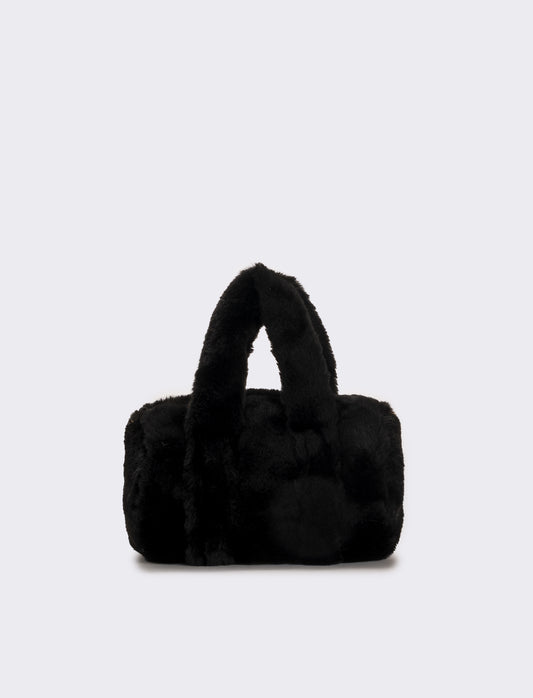 Borsa bauletto in finta pelliccia bambina - Nero