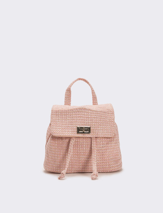 Zaino bambina in tessuto boucle - Rosa