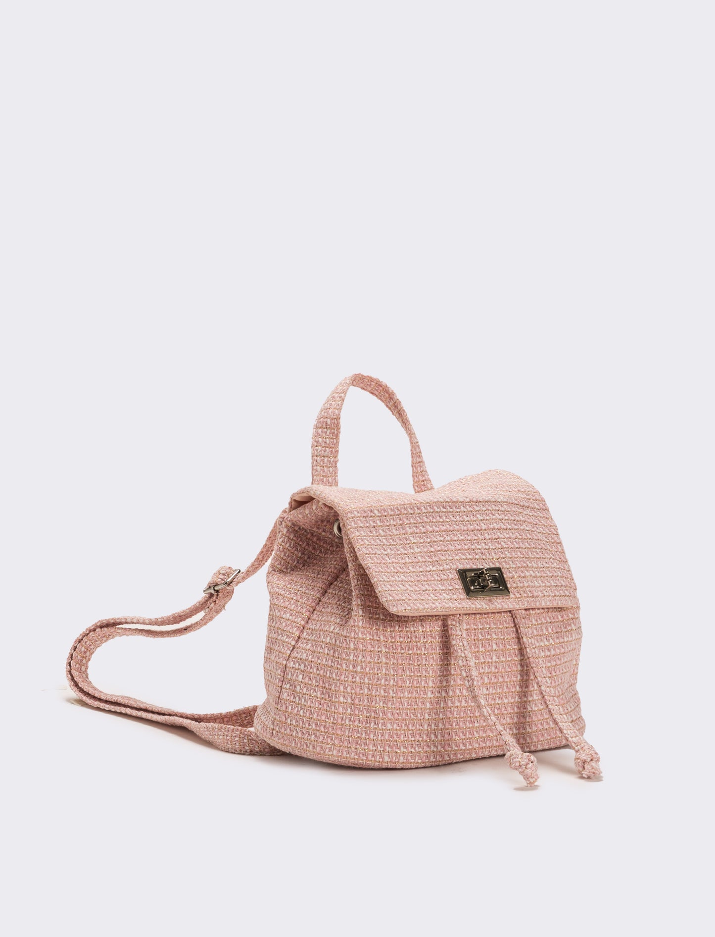 Zaino bambina in tessuto boucle - Rosa