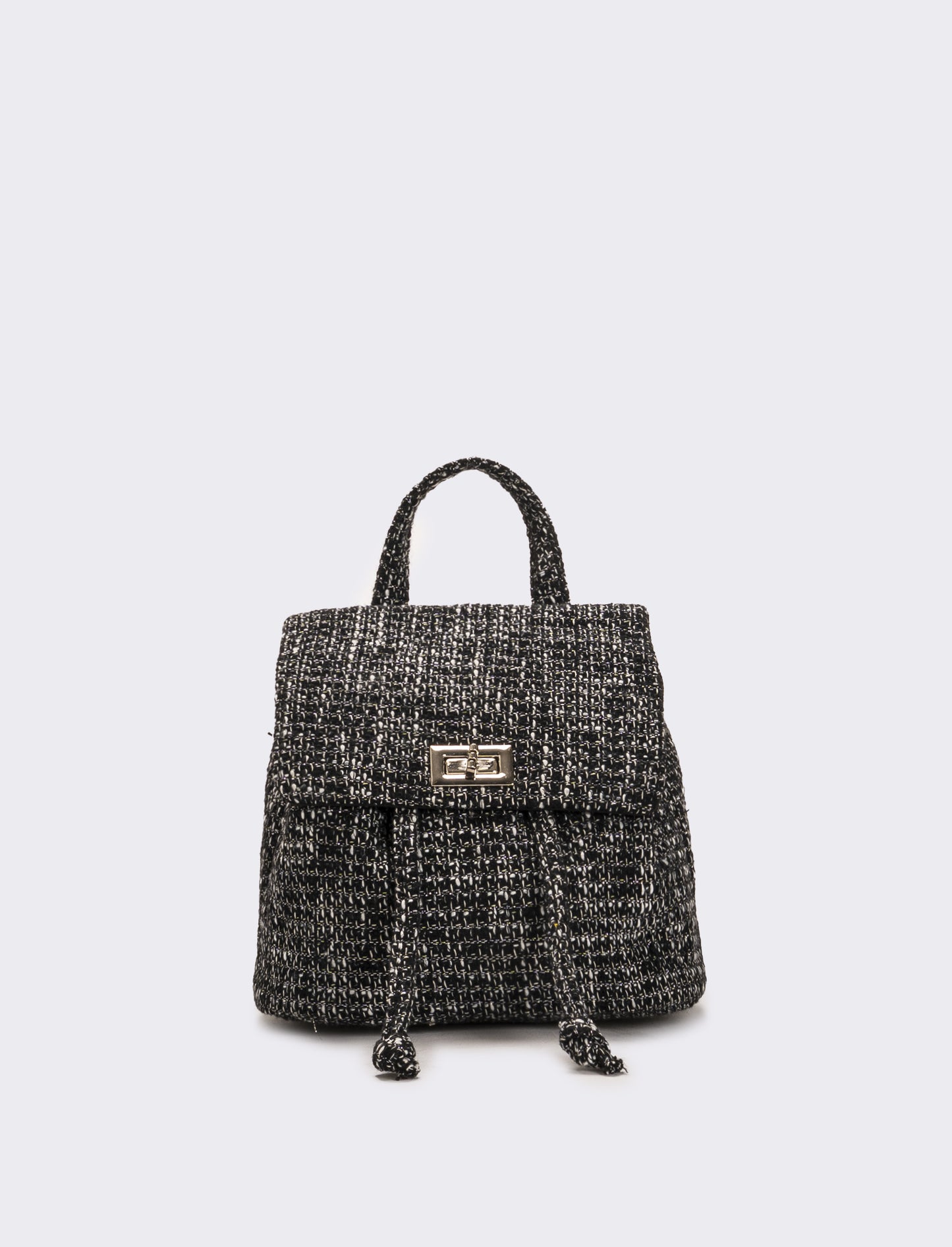 Zaino bambina in tessuto boucle - Nero