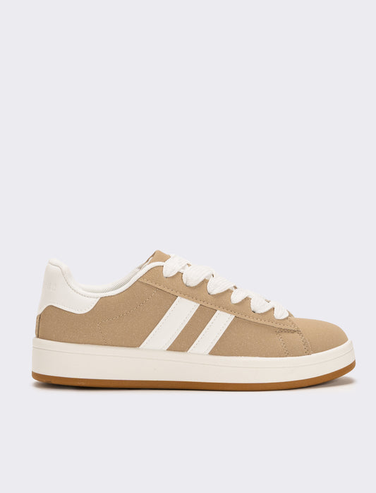 Sneakers con lacci larghi da donna - Beige