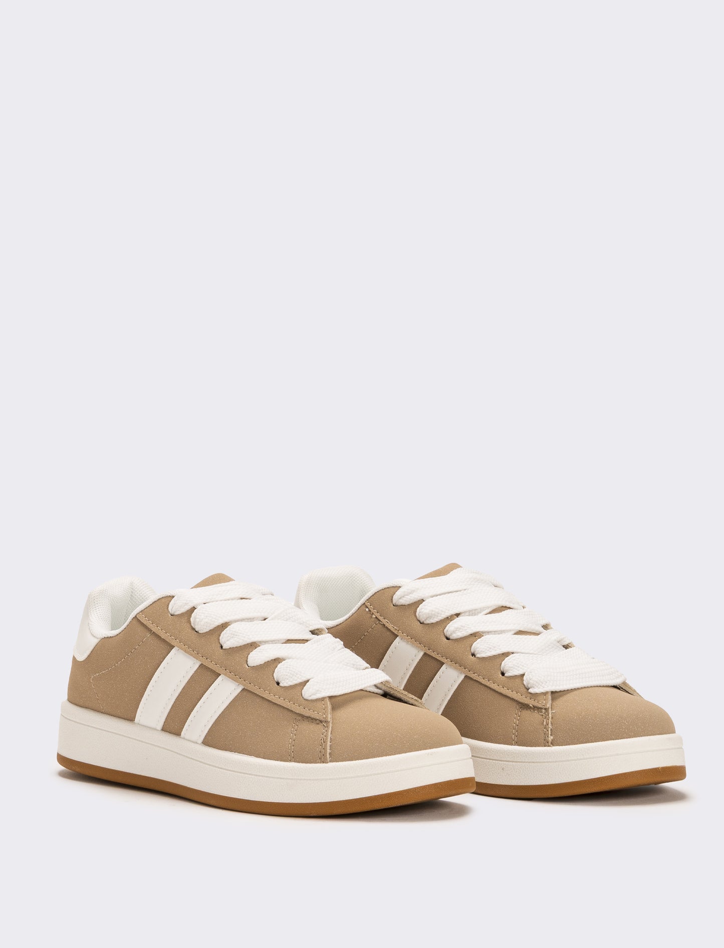Sneakers con lacci larghi da donna - Beige