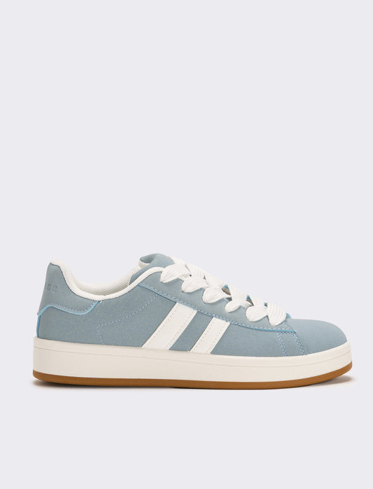 Sneakers con lacci larghi da donna - Celeste