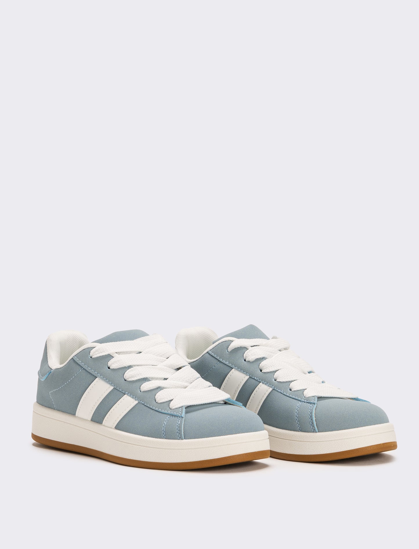Sneakers con lacci larghi da donna - Celeste