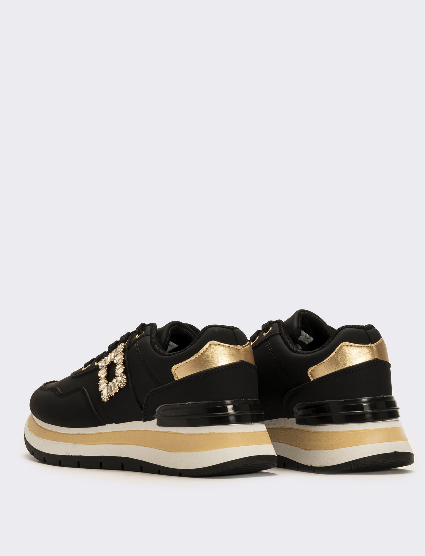Sneakers con fibbia gioiello da donna - Nero