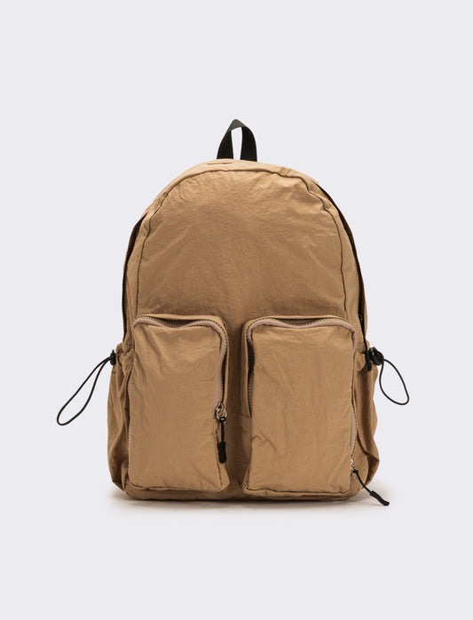 Zaino donna in nylon con tasche - Beige