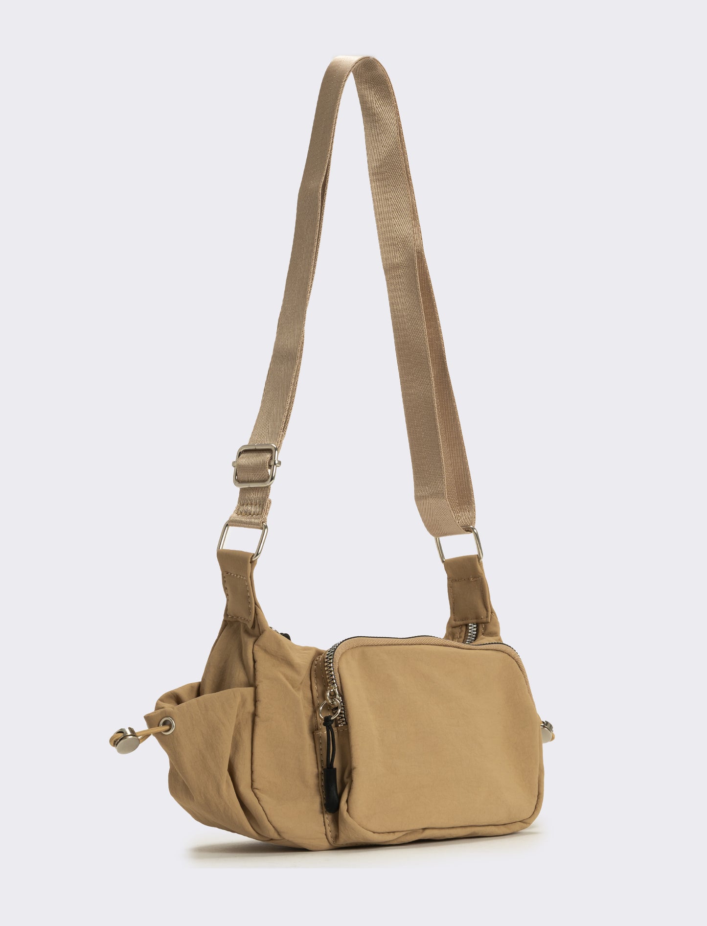 Tracolla donna in nylon con tasche - Beige