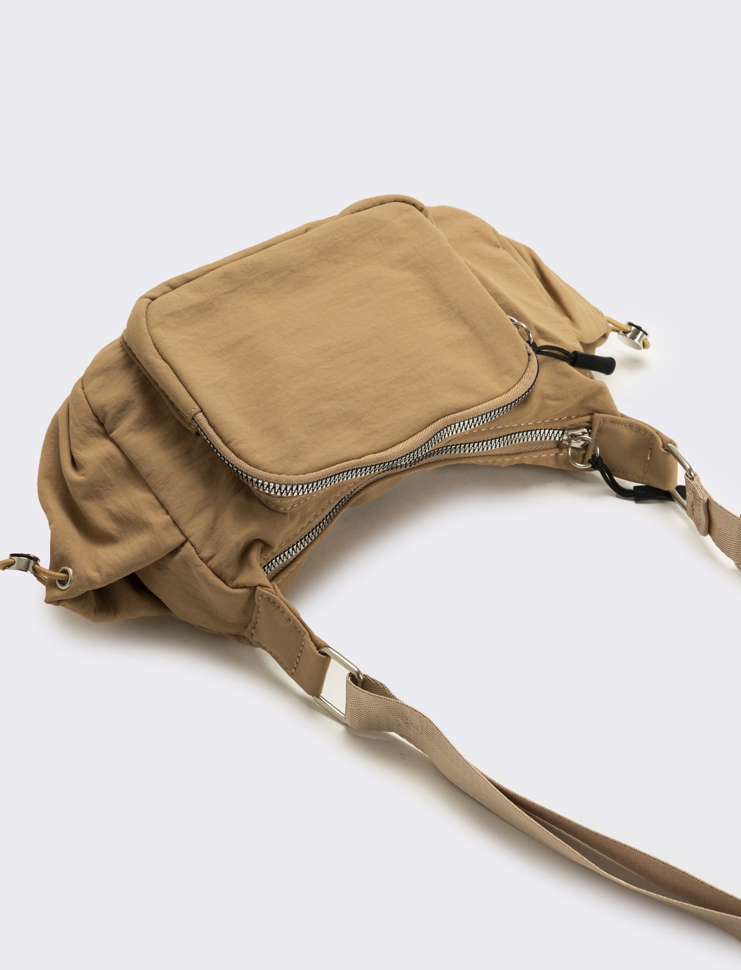 Tracolla donna in nylon con tasche - Beige