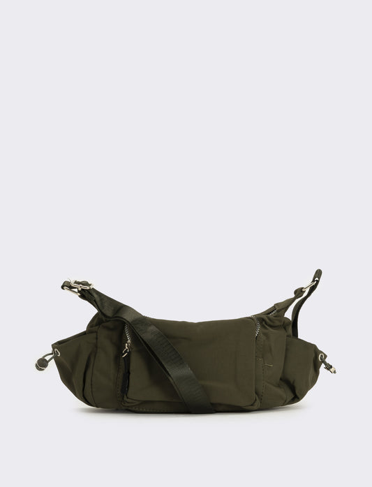 Tracolla donna in nylon con tasche - Verde
