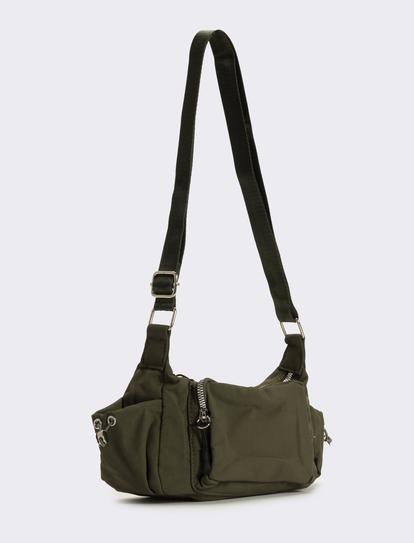 Tracolla donna in nylon con tasche - Verde