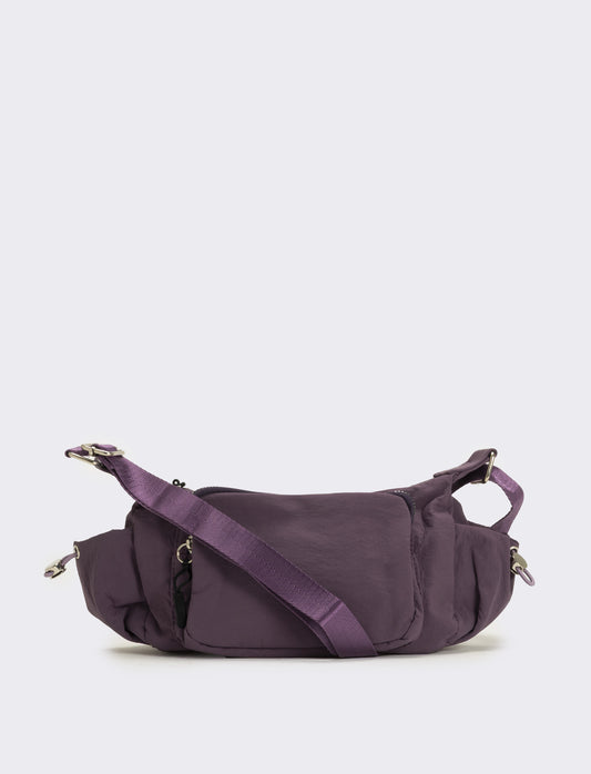 Tracolla donna in nylon con tasche - Viola