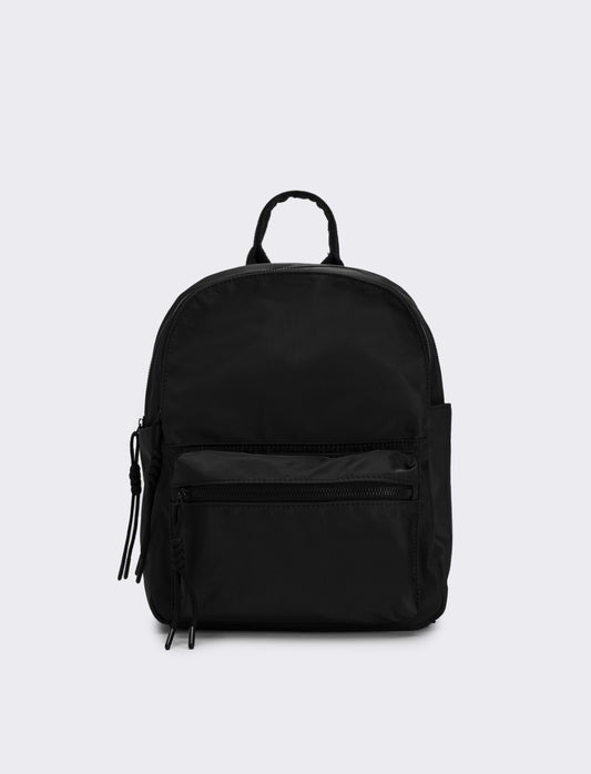 Zaino donna in nylon con tasca - Nero