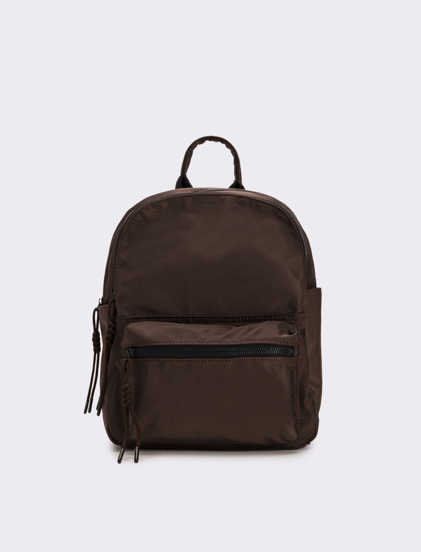 Zaino donna in nylon con tasca - Marrone