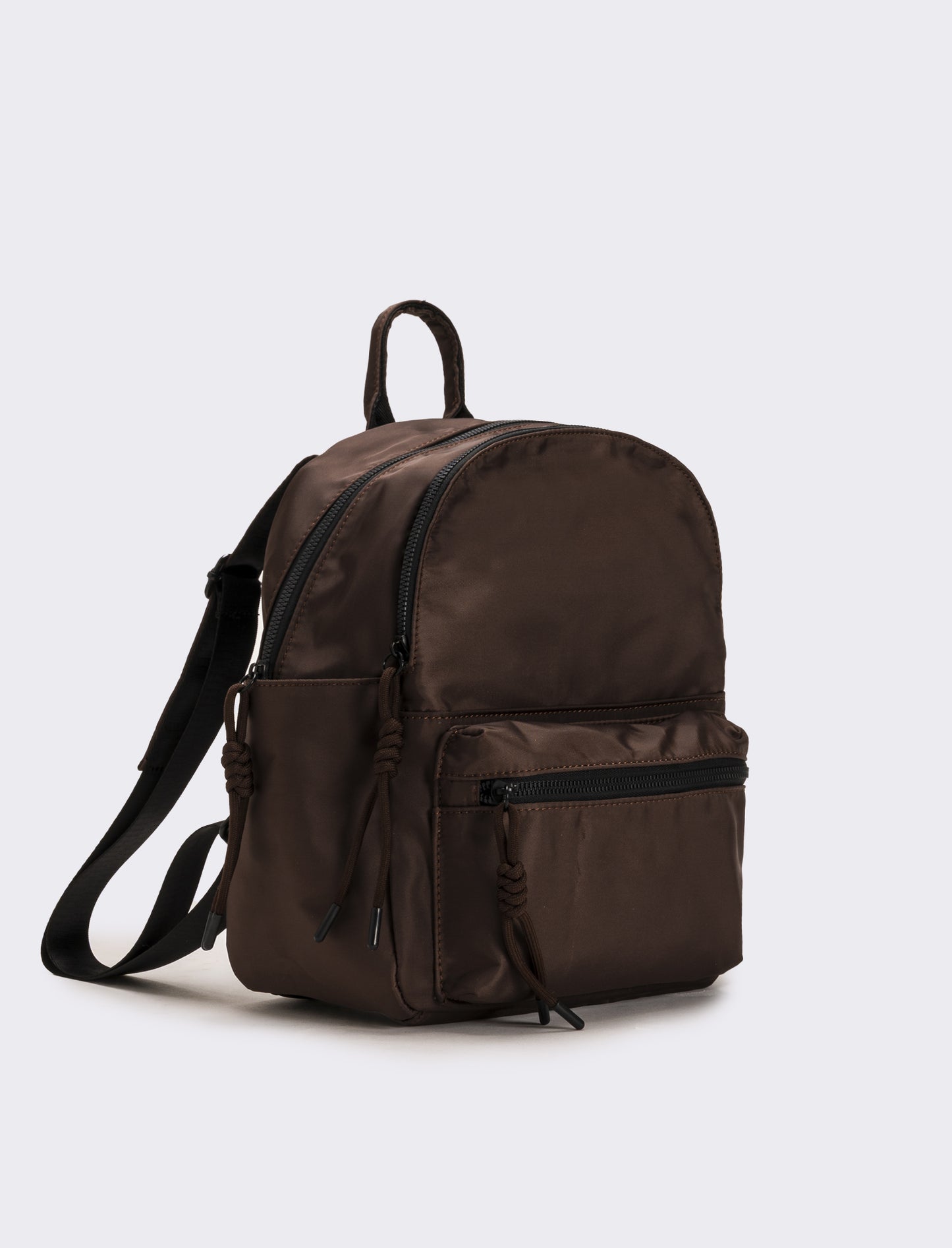 Zaino donna in nylon con tasca - Marrone