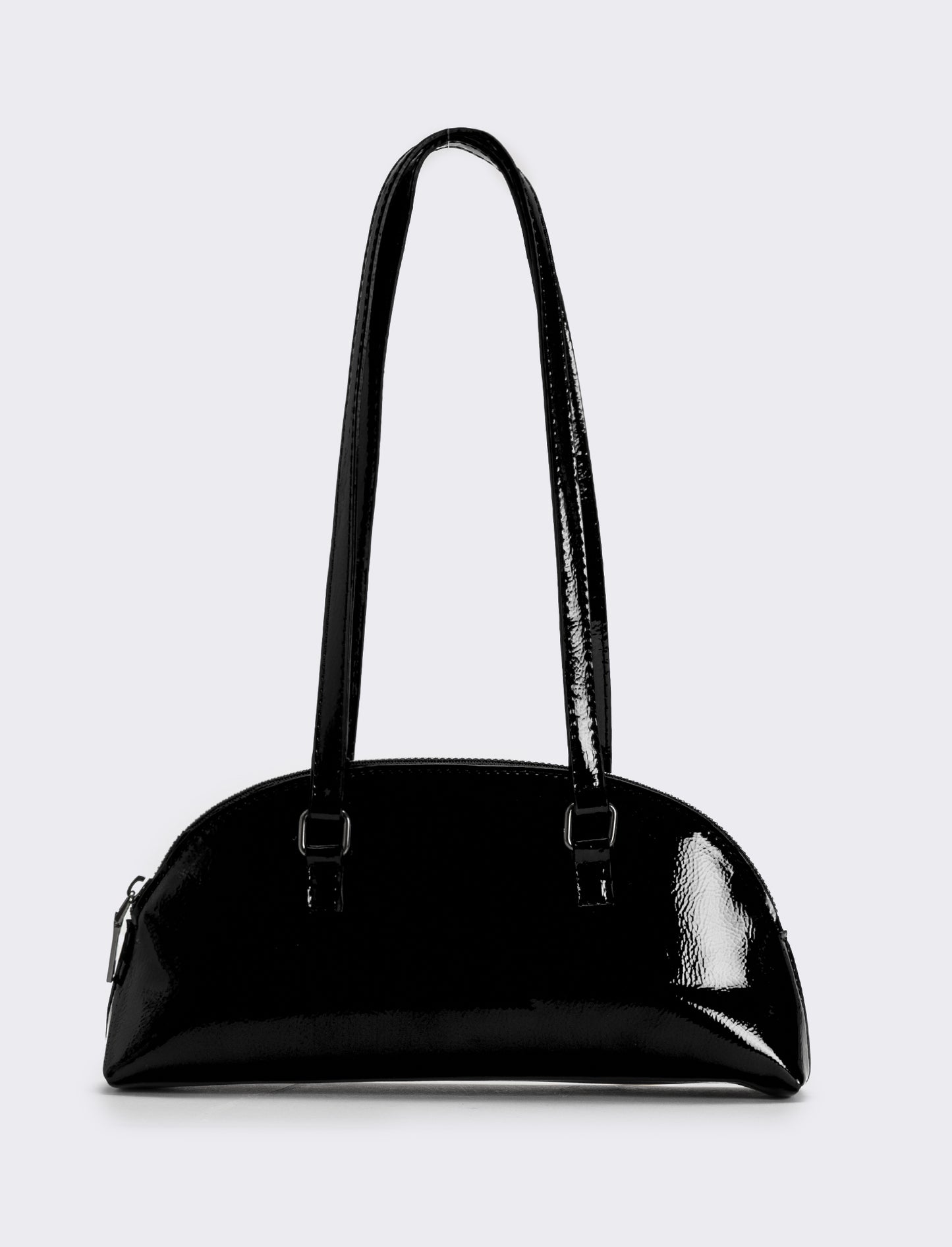 Borsa donna mezzaluna in vernice - Nero