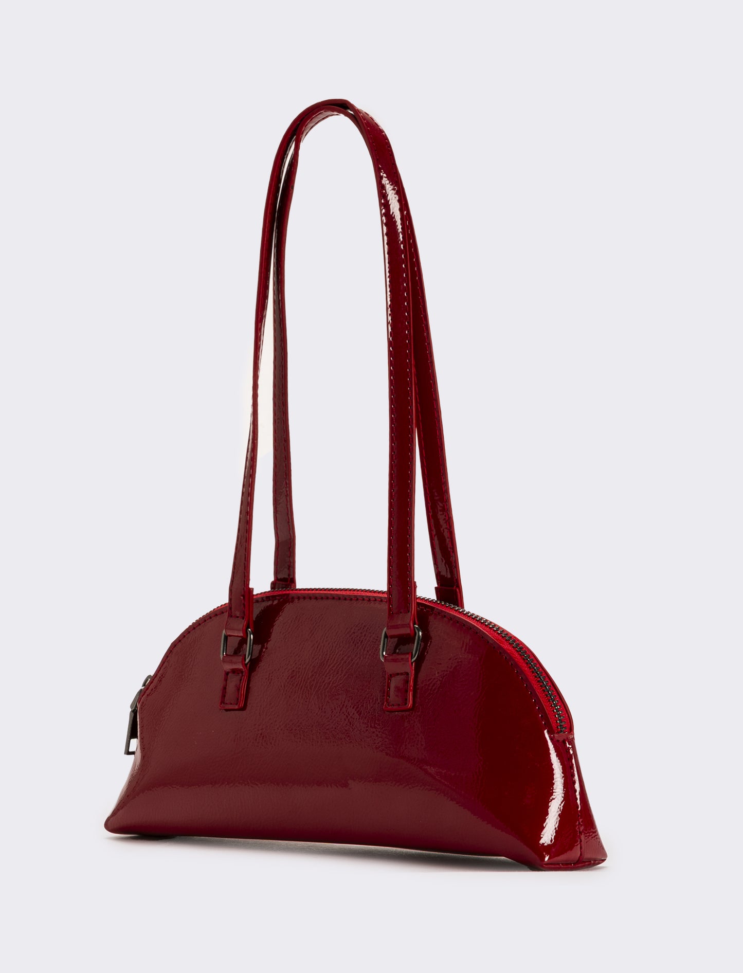 Borsa donna mezzaluna in vernice - Rosso