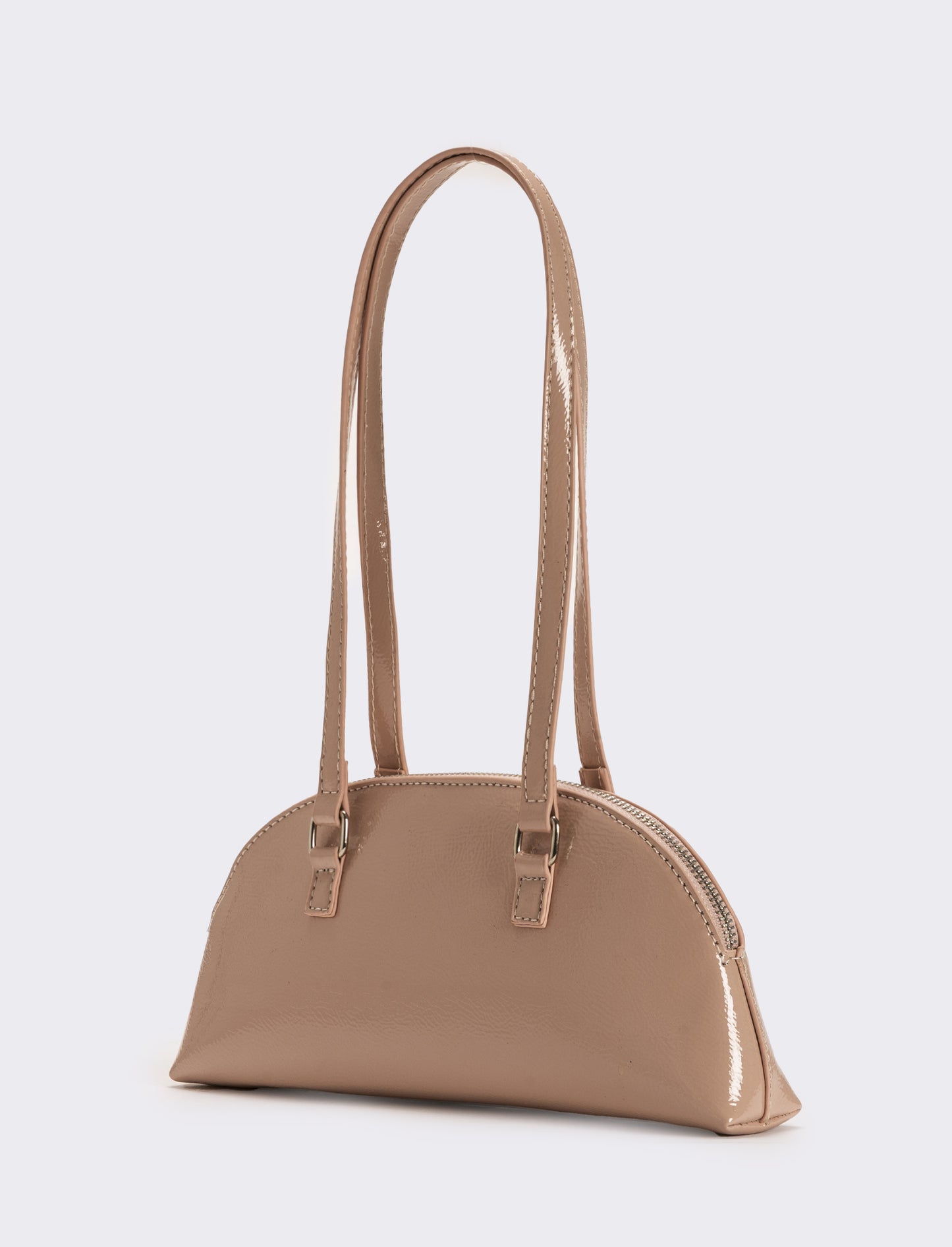 Borsa donna mezzaluna in vernice - Rosa