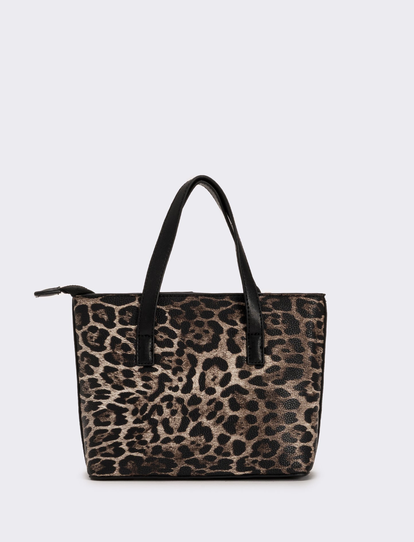 Borsa a mano donna leopardata stampata - Nero
