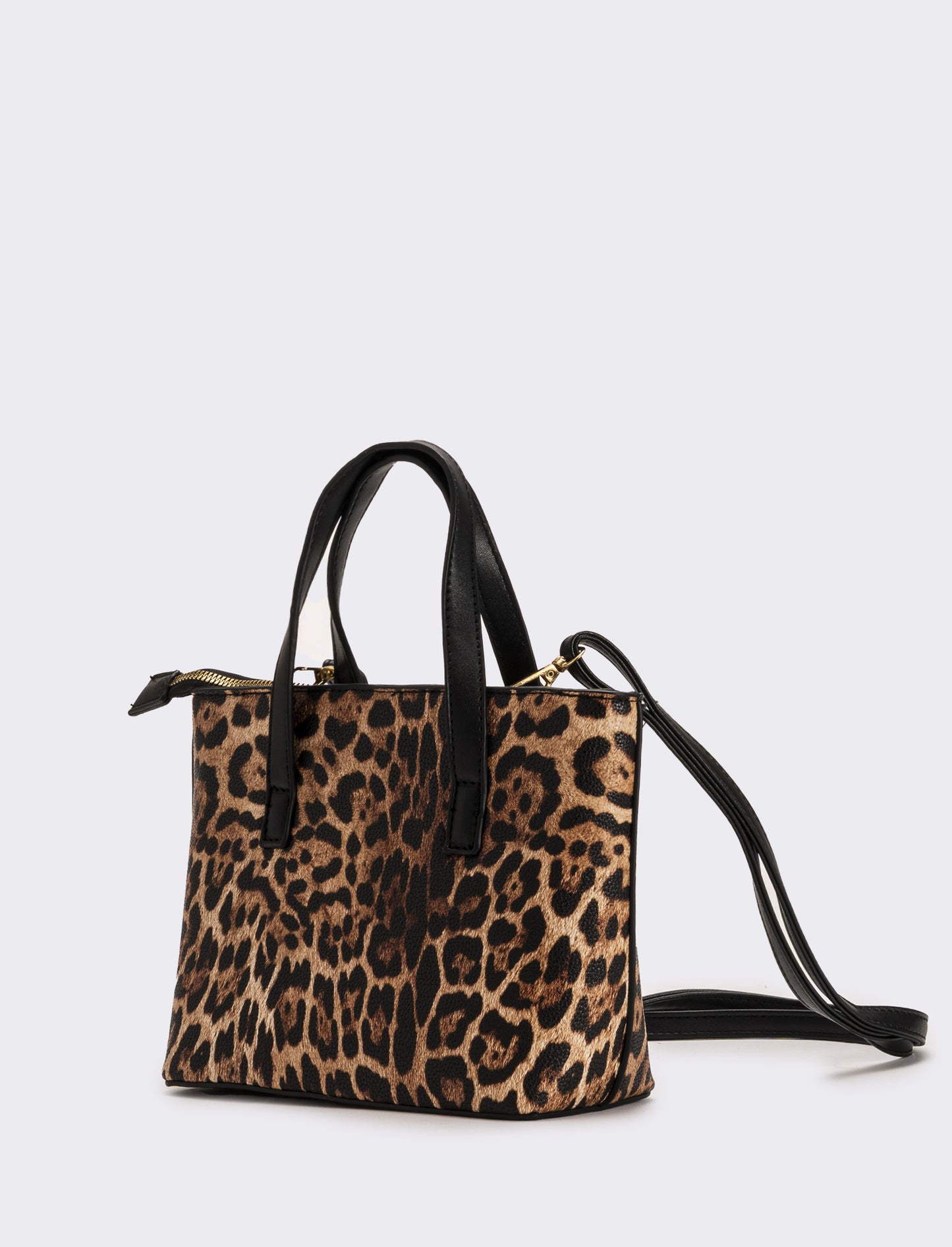 Borsa a mano donna leopardata stampata - Marrone